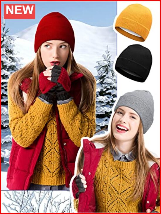 6 Pack Satin Lined Beanie Hats Winter Skull Cap for Outdoor Activities main image 6